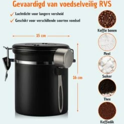 Koffie Bewaarbus Luchtdicht Met CO2 Uitlaat - Koffieblik Bewaarblik Voor 500 Gr Koffiebonen - Zwart - 1.2L 12 Koffie Bewaarbus Luchtdicht Met CO2 Uitlaat - Koffieblik Bewaarblik Voor 500 Gr Koffiebonen - Zwart - 1.2L -Huishoudelijke Artikelen Winkel 1200x1200 762