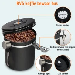 Koffie Bewaarbus Luchtdicht Met CO2 Uitlaat - Koffieblik Bewaarblik Voor 500 Gr Koffiebonen - Zwart - 1.2L 17 Koffie Bewaarbus Luchtdicht Met CO2 Uitlaat - Koffieblik Bewaarblik Voor 500 Gr Koffiebonen - Zwart - 1.2L -Huishoudelijke Artikelen Winkel 1200x1200 766