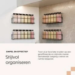 Noswo Kruidenrek Ophangbaar - Voor 24 Kruidenpotjes - 4 Stuks - Keukenrek Hangend - RVS - Zwart -Huishoudelijke Artikelen Winkel 1200x1200 768