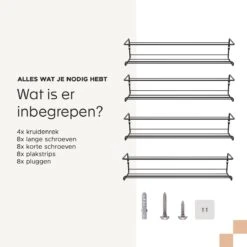 Noswo Kruidenrek Ophangbaar - Voor 24 Kruidenpotjes - 4 Stuks - Keukenrek Hangend - RVS - Zwart -Huishoudelijke Artikelen Winkel 1200x1200 769