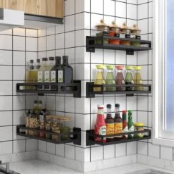 Merkloos Kruidenrek / Opbergrek - RVS - Perforatievrij Aan De Muur Gemonteerd - 50x13x6 Cm - Zwart -Huishoudelijke Artikelen Winkel 1200x1200 774