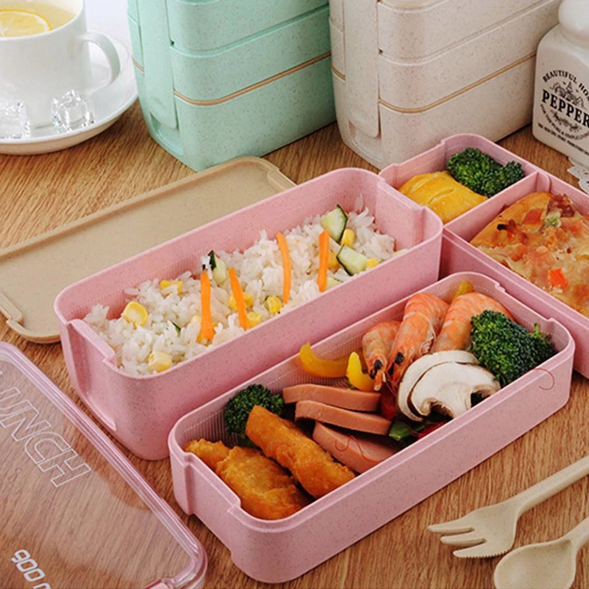 Lunchbox - Meal Prep Bakjes - Lunch Box Met Deksel - Meal Prep – Bento Box - Lunchtrommel Met Bestek Beige 10 Lunchbox - Meal Prep Bakjes - Lunch Box Met Deksel - Meal Prep – Bento Box - Lunchtrommel Met Bestek Beige - Afbeelding 8