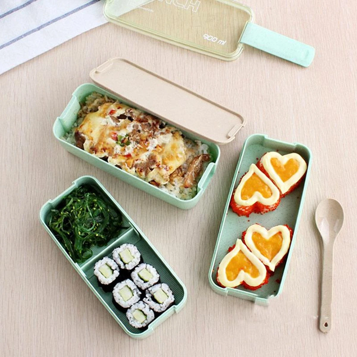 Lunchbox - Meal Prep Bakjes - Lunch Box Met Deksel - Meal Prep – Bento Box - Lunchtrommel Met Bestek Beige 18 Lunchbox - Meal Prep Bakjes - Lunch Box Met Deksel - Meal Prep – Bento Box - Lunchtrommel Met Bestek Beige - Afbeelding 16