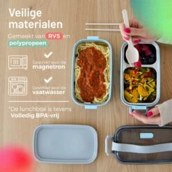 Triple J® Lunchbox - Broodtrommel - Lucht- & Lekvrij - Incl. Bestek - Magnetron & Vaatwasser Bestendig -Huishoudelijke Artikelen Winkel 1200x1200 833