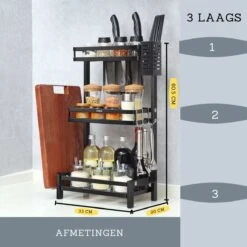 Koflergoods - Kruidenrek - Kruidenrek Staal - 3 Laags - Opbergrek - Keuken Organizer - Roestvrijstaal - Aanrecht Organizer -Huishoudelijke Artikelen Winkel 1200x1200 852