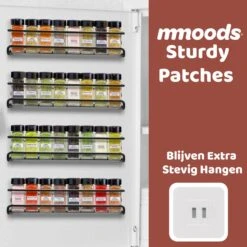 Mmoods Kruidenrek Ophangbaar Zonder Boren - 4 Laags Voor 24 Kruidenpotjes - Speciaal Voor Muur, Wandkast, Kastdeur - Hangende Kruidenorganizer Keuken - Keukenaccessoires -Huishoudelijke Artikelen Winkel 1200x1200 861