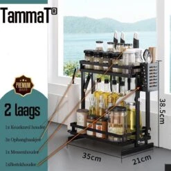 TammaT - Kruidenrek - Kruidenrek Staand - Inklapbare Keukenrek - 3-laags 35x21x56,5CM - Keuken Organizer - Aanrecht Organizer - Keuken Opslag - Roestvrij Staal - Opbergrek - Keuken Organizers - Roestvrij En Krasvrij -Huishoudelijke Artikelen Winkel 1200x1200 863
