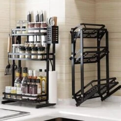 TammaT - Kruidenrek - Kruidenrek Staand - Inklapbare Keukenrek - 3-laags 35x21x56,5CM - Keuken Organizer - Aanrecht Organizer - Keuken Opslag - Roestvrij Staal - Opbergrek - Keuken Organizers - Roestvrij En Krasvrij -Huishoudelijke Artikelen Winkel 1200x1200 865