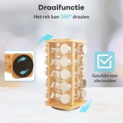 LuZana® Draaibaar Kruidenrek Staand Met Potjes - Bamboe- 20 Kruidenpotjes Met Strooideksel – Incl. Labels, Krijtstift En Trechter -Huishoudelijke Artikelen Winkel 1200x1200 905