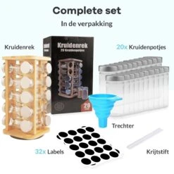 LuZana® Draaibaar Kruidenrek Staand Met Potjes - Bamboe- 20 Kruidenpotjes Met Strooideksel – Incl. Labels, Krijtstift En Trechter -Huishoudelijke Artikelen Winkel 1200x1200 906
