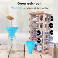 LuZana® Draaibaar Kruidenrek Staand Met Potjes - Bamboe- 20 Kruidenpotjes Met Strooideksel – Incl. Labels, Krijtstift En Trechter -Huishoudelijke Artikelen Winkel 1200x1200 908