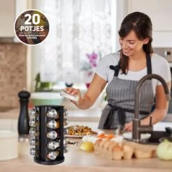 Merkloos Draaibaar Kruidenrek Met 20 Kruidenpotjes - Kruidenrek Staand - Aanrecht Organiser - Glazen Potjes Met Deksel - Inclusief 32 Etiketten En 1 Uitwisbare Stift - Ronde Afwerking - Zwart 11 Merkloos Draaibaar Kruidenrek Met 20 Kruidenpotjes - Kruidenrek Staand - Aanrecht Organiser - Glazen Potjes Met Deksel - Inclusief 32 Etiketten En 1 Uitwisbare Stift - Ronde Afwerking - Zwart -Huishoudelijke Artikelen Winkel 1200x1200 913