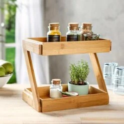 Merkloos Decopatent® 2 Laags Keuken Opbergrek - Staand Rek 2 Etages - Keukenrek - Bamboe Hout - Etagere Rek - Kruidenrek - Keuken Organizer -Huishoudelijke Artikelen Winkel 1200x1200 918
