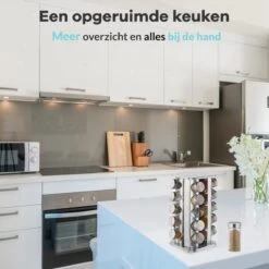 LuZana® Draaibaar Kruidenrek -RVS- Staand Met Potjes - 20 Kruidenpotjes Met Strooideksel – Incl. Labels, Krijtstift En Trechter -Huishoudelijke Artikelen Winkel 1200x1200 933