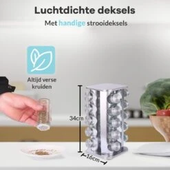 LuZana® Draaibaar Kruidenrek -RVS- Staand Met Potjes - 20 Kruidenpotjes Met Strooideksel – Incl. Labels, Krijtstift En Trechter -Huishoudelijke Artikelen Winkel 1200x1200 934