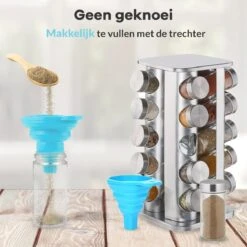 LuZana® Draaibaar Kruidenrek -RVS- Staand Met Potjes - 20 Kruidenpotjes Met Strooideksel – Incl. Labels, Krijtstift En Trechter -Huishoudelijke Artikelen Winkel 1200x1200 936