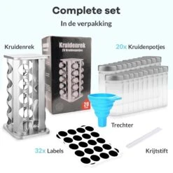 LuZana® Draaibaar Kruidenrek -RVS- Staand Met Potjes - 20 Kruidenpotjes Met Strooideksel – Incl. Labels, Krijtstift En Trechter -Huishoudelijke Artikelen Winkel 1200x1200 937