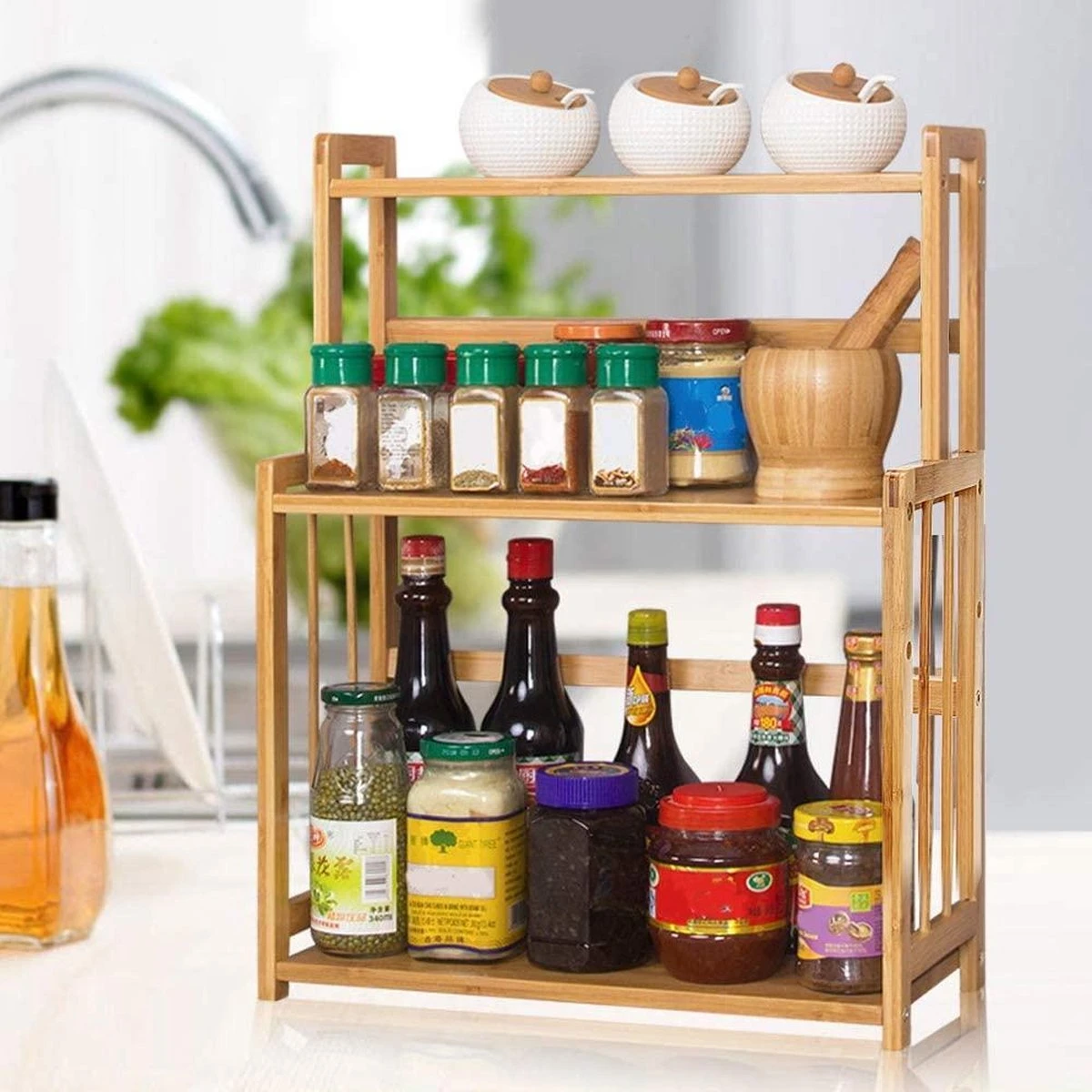 Cellavi Duurzaam Kruidenrek Staand Van Bamboe - Keukenrek Verstelbaar - Keuken Accessoires - Stevige Constructie - Multifunctioneel En Waterafstotend 12 Cellavi Duurzaam Kruidenrek Staand Van Bamboe - Keukenrek Verstelbaar - Keuken Accessoires - Stevige Constructie - Multifunctioneel En Waterafstotend - Afbeelding 10