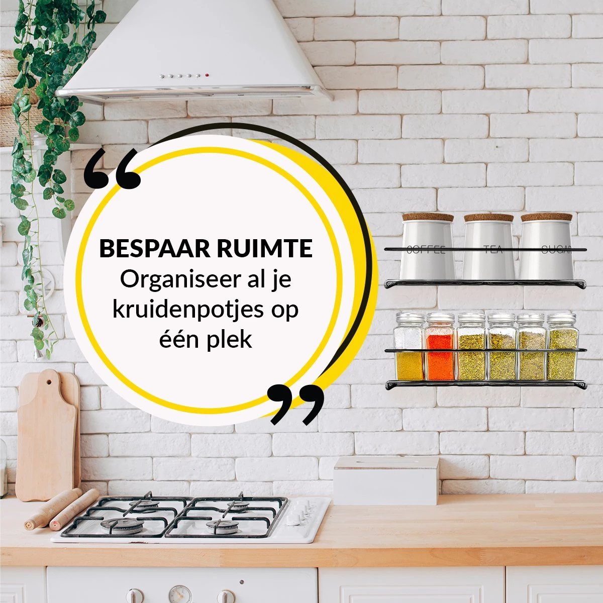 YORGS Kruidenrek Ophangbaar - Kruidenrekje Voor Potjes - Kruidenrekken Hangend 4 Stuks - Zwart - Inc Ophangmateriaal 9 YORGS Kruidenrek Ophangbaar - Kruidenrekje Voor Potjes - Kruidenrekken Hangend 4 Stuks - Zwart - Inc Ophangmateriaal - Afbeelding 7