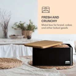 Klarstein Granrosi Oklahoma Broodtrommel - 35,5 X 15,5 X 23 Cm - Brooddoos Met Snijplank - Metaal & Bamboe -Huishoudelijke Artikelen Winkel 1200x1200 960