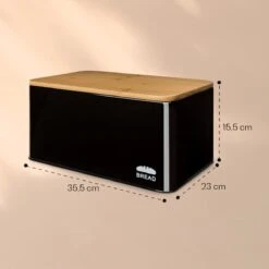 Klarstein Granrosi Oklahoma Broodtrommel - 35,5 X 15,5 X 23 Cm - Brooddoos Met Snijplank - Metaal & Bamboe -Huishoudelijke Artikelen Winkel 1200x1200 961