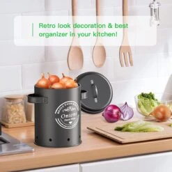 Professionele Bewaardozen - Set Van 3 - Voor Aardappels, Uien En Knoflook - Retro Design - Voorraadcontainer Van Metaal - Keukenopslag - Groentes Bewaren Voor Lange Tijd - Perfect Cadeau Voor In De Keuken -Huishoudelijke Artikelen Winkel 1200x1200 998