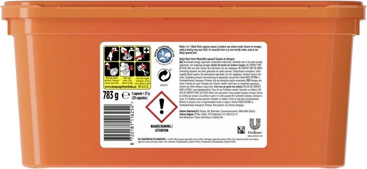 Robijn Black Velvet 3 In 1 Wascapsules Speciaal Voor De Zwarte Was - 29 Wasbeurten 4 Robijn Black Velvet 3 In 1 Wascapsules Speciaal Voor De Zwarte Was - 29 Wasbeurten - Afbeelding 2