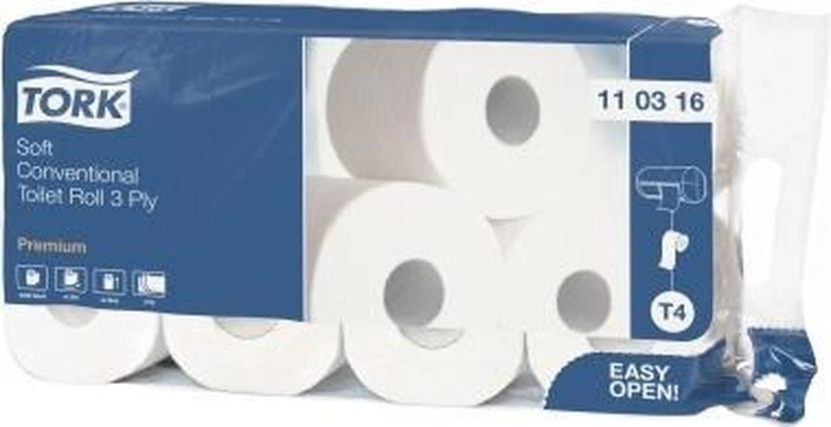 Tork Traditioneel Toiletpapier 3-laags Wit 250 Vel T4 Premium 7 Tork Traditioneel Toiletpapier 3-laags Wit 250 Vel T4 Premium - Afbeelding 5