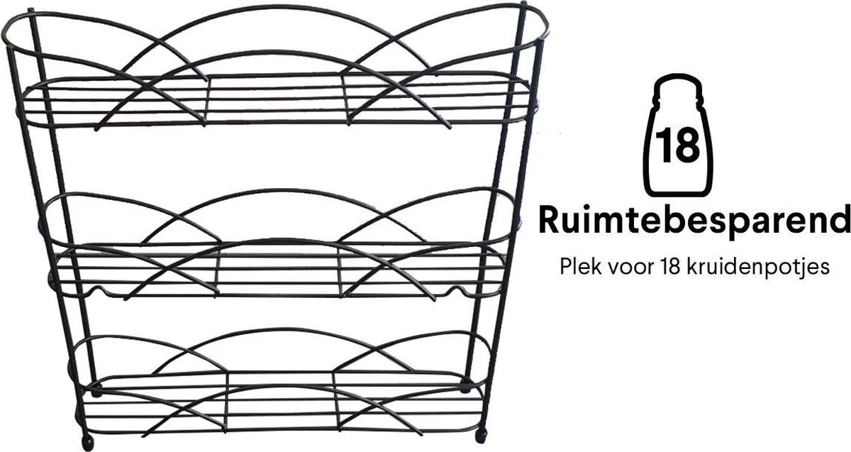 Zindoo - Kruidenrek - Standaard - 3-laags - Ophangbaar - 18 Kruiden Potjes - Anti-slip Pootjes - Spice Rack - Specerijenrek - Keukenorganizer - Keukenaccessoires 7 Zindoo - Kruidenrek - Standaard - 3-laags - Ophangbaar - 18 Kruiden Potjes - Anti-slip Pootjes - Spice Rack - Specerijenrek - Keukenorganizer - Keukenaccessoires - Afbeelding 5
