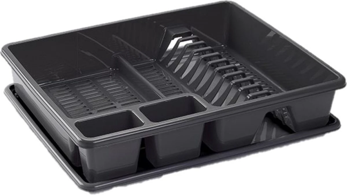 Afwas Afdruiprek Donkergrijs Kunststof 48 X 38 X 9 Cm - Afwassen/drogen Met Lekbak 3 Afwas Afdruiprek Donkergrijs Kunststof 48 X 38 X 9 Cm - Afwassen/drogen Met Lekbak