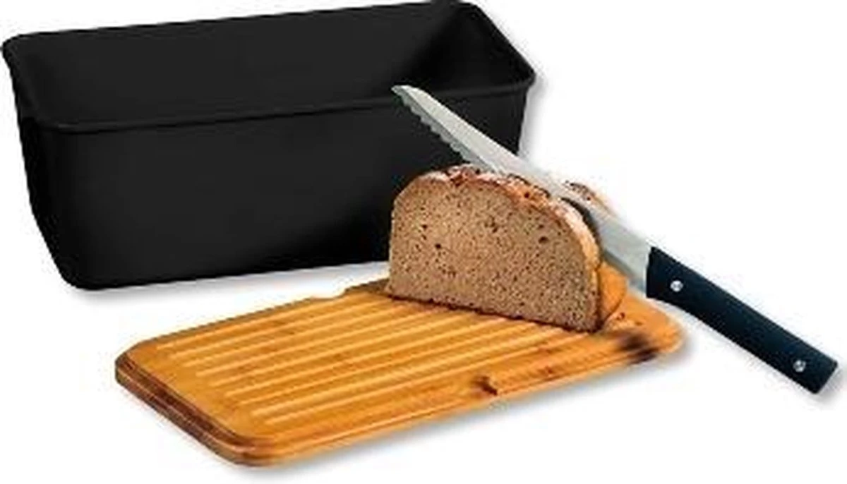 Melamine Broodtrommel Met Bamboe Snijplank | Brood Bewaar Doos Met Hoge Kwaliteit Bamboe Snij Plank | Met Bamboe Deksel, Te Gebruiken Als Brood Snijplank | Afm. 34 X 18 X 14 Cm. | Kleur Brood Trommel: ZWART 4 Melamine Broodtrommel Met Bamboe Snijplank | Brood Bewaar Doos Met Hoge Kwaliteit Bamboe Snij Plank | Met Bamboe Deksel, Te Gebruiken Als Brood Snijplank | Afm. 34 X 18 X 14 Cm. | Kleur Brood Trommel: ZWART - Afbeelding 2