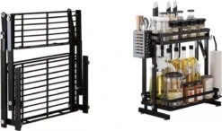 TammaT - Kruidenrek - Kruidenrek Staand - Inklapbare Keukenrek - 3-laags 35x21x56,5CM - Keuken Organizer - Aanrecht Organizer - Keuken Opslag - Roestvrij Staal - Opbergrek - Keuken Organizers - Roestvrij En Krasvrij -Huishoudelijke Artikelen Winkel 1200x711 1