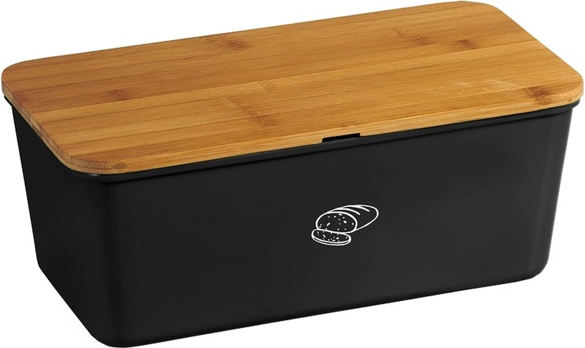 Melamine Broodtrommel Met Bamboe Snijplank | Brood Bewaar Doos Met Hoge Kwaliteit Bamboe Snij Plank | Met Bamboe Deksel, Te Gebruiken Als Brood Snijplank | Afm. 34 X 18 X 14 Cm. | Kleur Brood Trommel: ZWART 5 Melamine Broodtrommel Met Bamboe Snijplank | Brood Bewaar Doos Met Hoge Kwaliteit Bamboe Snij Plank | Met Bamboe Deksel, Te Gebruiken Als Brood Snijplank | Afm. 34 X 18 X 14 Cm. | Kleur Brood Trommel: ZWART - Afbeelding 3
