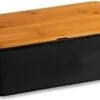 Melamine Broodtrommel Met Bamboe Snijplank | Brood Bewaar Doos Met Hoge Kwaliteit Bamboe Snij Plank | Met Bamboe Deksel, Te Gebruiken Als Brood Snijplank | Afm. 34 X 18 X 14 Cm. | Kleur Brood Trommel: ZWART -Huishoudelijke Artikelen Winkel 1200x731
