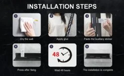 Merkloos Kruidenrek Met Rolhouder, Keuken Organizer, Kruidenrek Met/zonder Boren, Kruidenrek, Wandorganizer Voor Specerijen, Set Van 2 Zwarte Keukenrekken, Kruidenrek Ophangbaar, Wandrek, Staal, Zwart, Keukenrek -Huishoudelijke Artikelen Winkel 1200x742 3