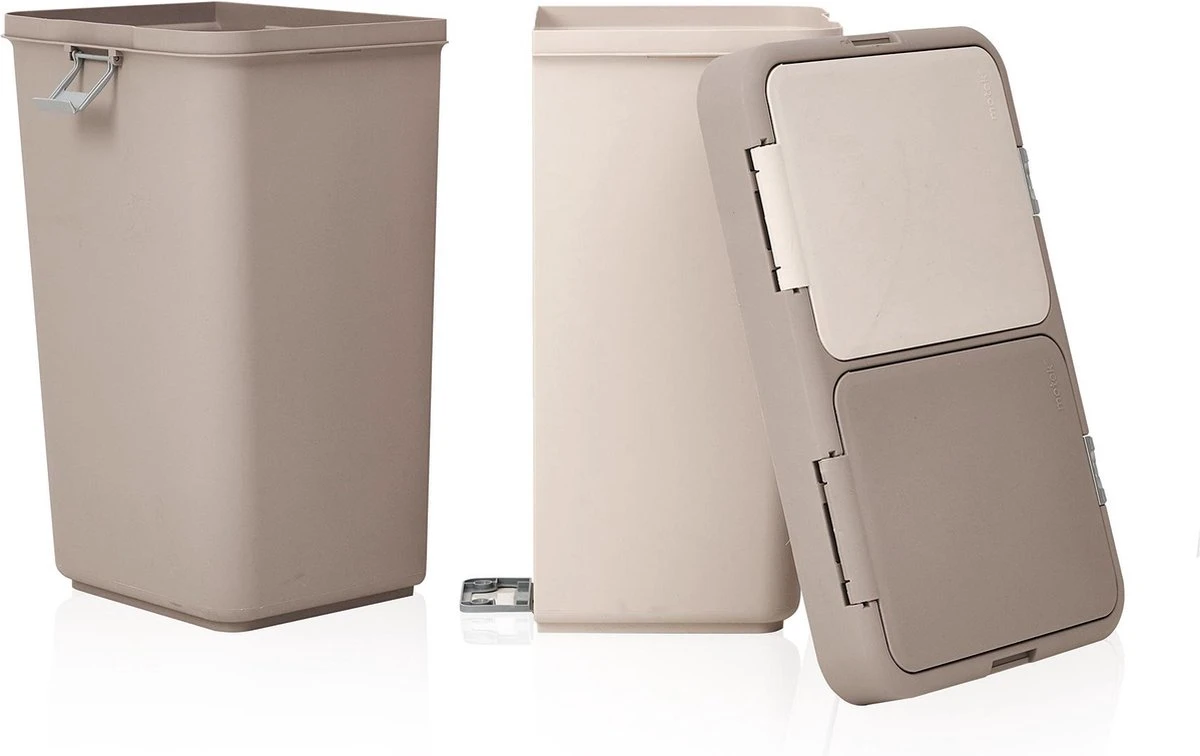 Motek® - Wasmand - 2 Vakken Met Deksel - Met Touch Deksel - Gemaakt Van 100% Gerecycled Kunststof - 80 L - Wasmand Met Deksel - Wassorteerder - Grijs - Wit 11 Motek® - Wasmand - 2 Vakken Met Deksel - Met Touch Deksel - Gemaakt Van 100% Gerecycled Kunststof - 80 L - Wasmand Met Deksel - Wassorteerder - Grijs - Wit - Afbeelding 9