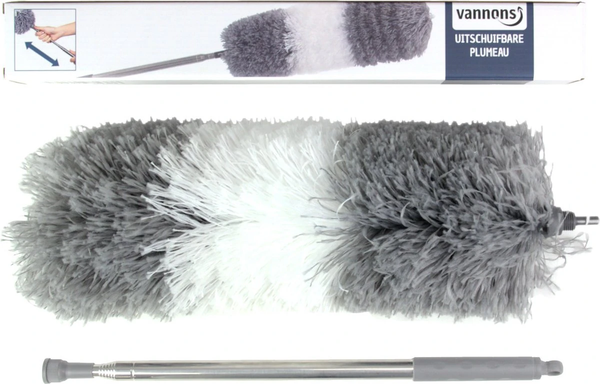 Vannons - Plumeau - Ragebol - Plumeau Uitschuifbaar Tot 245 Cm - Met Telescoopsteel - Wasbaar Microvezel - Grijs Wit 8 Vannons - Plumeau - Ragebol - Plumeau Uitschuifbaar Tot 245 Cm - Met Telescoopsteel - Wasbaar Microvezel - Grijs Wit - Afbeelding 6