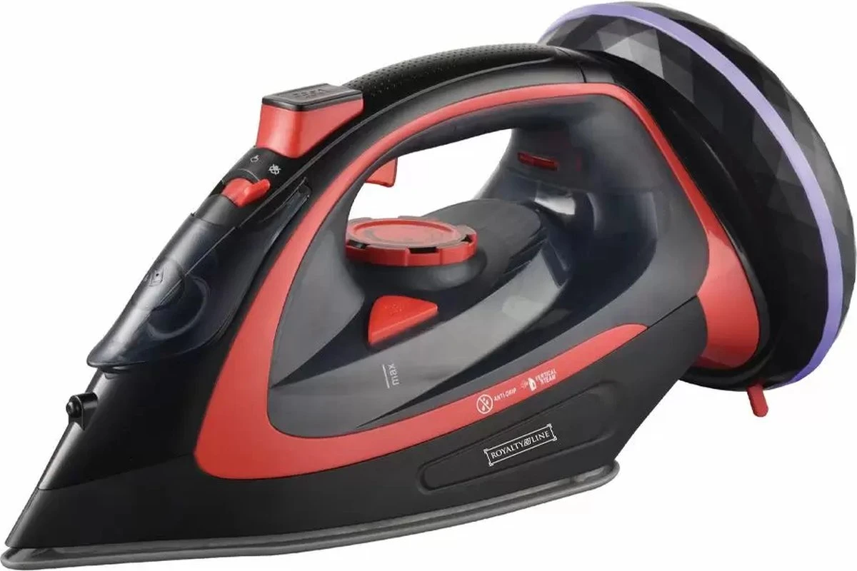 Royalty Line Draadloos Strijkijzer - Krachtig Snoerloos Strijken - Snoerloze Stoomstrijkijzer - Droogstrijkijzer - 2400W - Strijkijzer Met Stoomgenerator - 450ML Watercapaciteit - Rood 9 Royalty Line Draadloos Strijkijzer - Krachtig Snoerloos Strijken - Snoerloze Stoomstrijkijzer - Droogstrijkijzer - 2400W - Strijkijzer Met Stoomgenerator - 450ML Watercapaciteit - Rood - Afbeelding 7