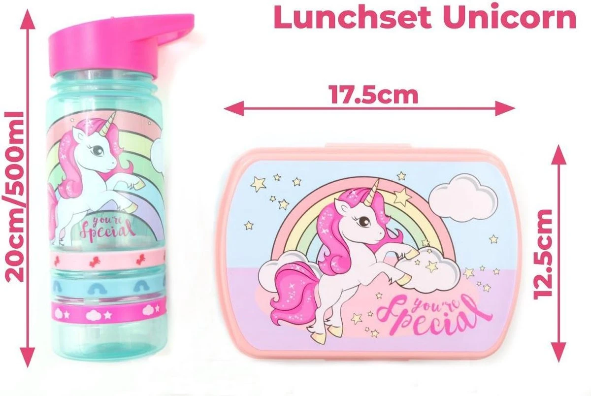 Unicorn Broodtrommel + PET Drinkfles Lichtblauw | Eenhoorn Lunchbox Set Voor Meisjes LS22 8 Unicorn Broodtrommel + PET Drinkfles Lichtblauw | Eenhoorn Lunchbox Set Voor Meisjes LS22 - Afbeelding 7