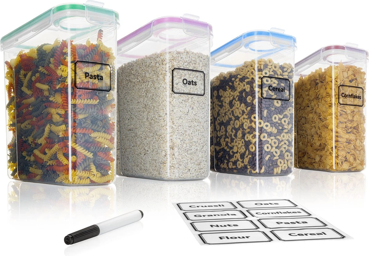 TNM Luxe Luchtdichte Voorraadbussen Set (4x2,5L) – Voorraadpotten - 4 Kleuren 11 TNM Luxe Luchtdichte Voorraadbussen Set (4x2,5L) – Voorraadpotten - 4 Kleuren - Afbeelding 9
