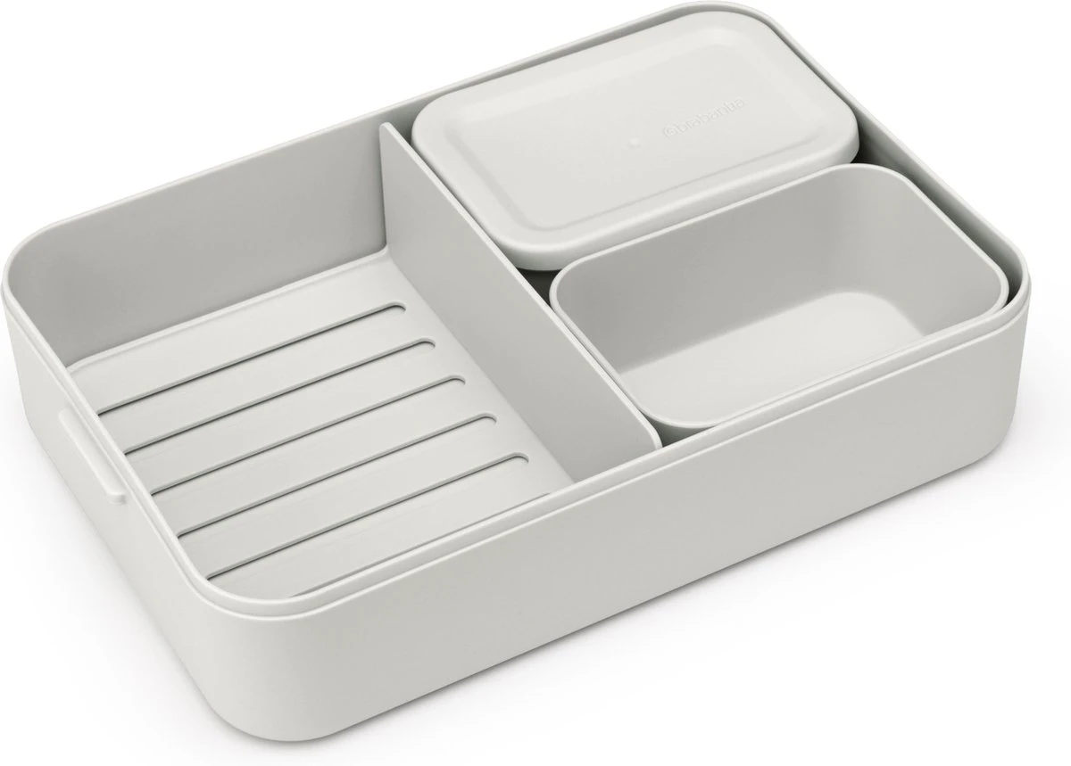 Brabantia Make & Take Bento Lunchbox Incl Bentobox - Large - Kunststof - Light Grey 16 Brabantia Make & Take Bento Lunchbox Incl Bentobox - Large - Kunststof - Light Grey - Afbeelding 14