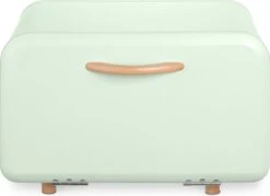 Navaris Metalen Broodtrommel Met Klapdeksel - Vershouddoos Voor Brood - 35 X 24 X 23 Cm - Van Ijzer Met Houten Details In Mintgroen -Huishoudelijke Artikelen Winkel 1200x868 1