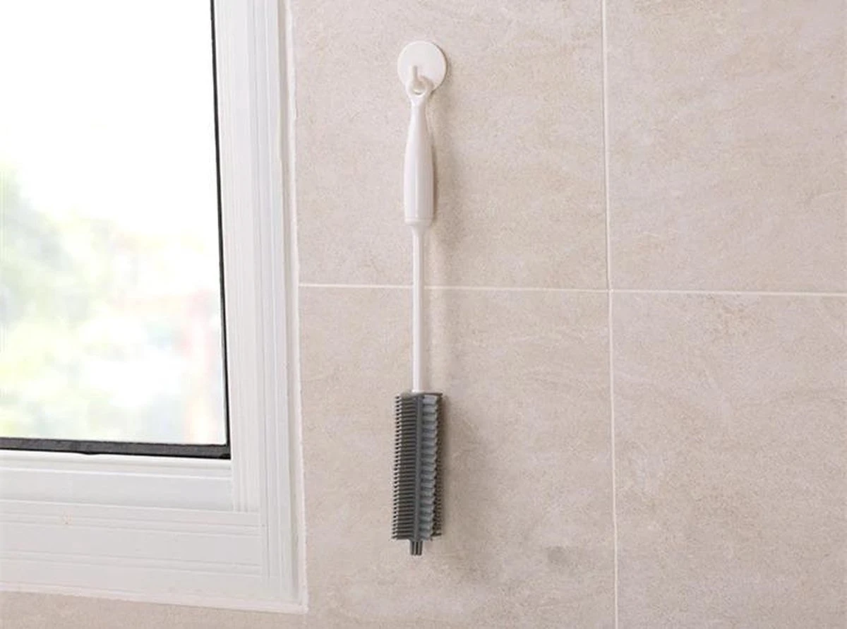 Merkloos Flessenborstel - Siliconen - Schoonmaak - Baby - Bidon - Dopper - Flessen - Reiniger - Wit - Grijs - Glazen - Borstel 5 Merkloos Flessenborstel - Siliconen - Schoonmaak - Baby - Bidon - Dopper - Flessen - Reiniger - Wit - Grijs - Glazen - Borstel - Afbeelding 4