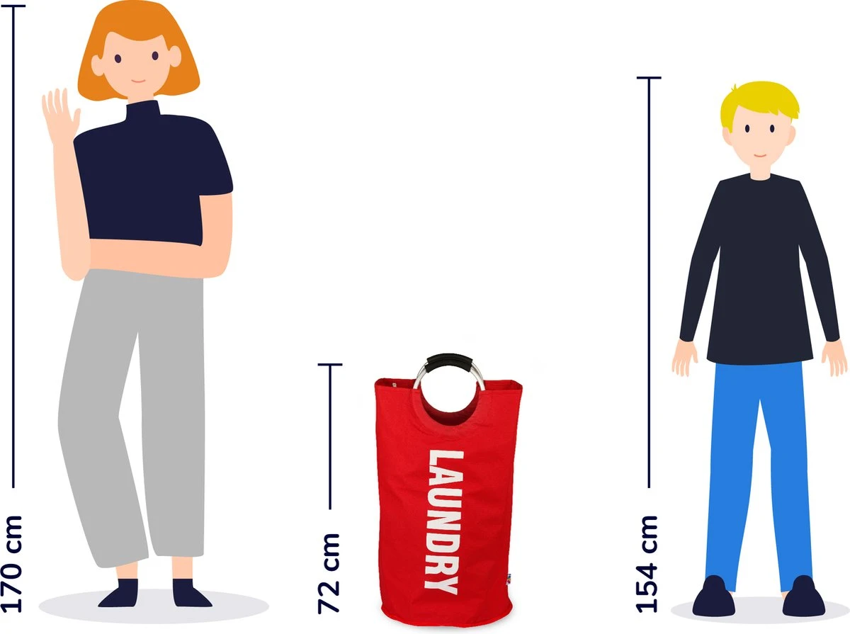 Wonair® Wasmand – Waszak – Wassorteerder - Opvouwbaar – Rood – 81L 4 Wonair® Wasmand – Waszak – Wassorteerder - Opvouwbaar – Rood – 81L - Afbeelding 2