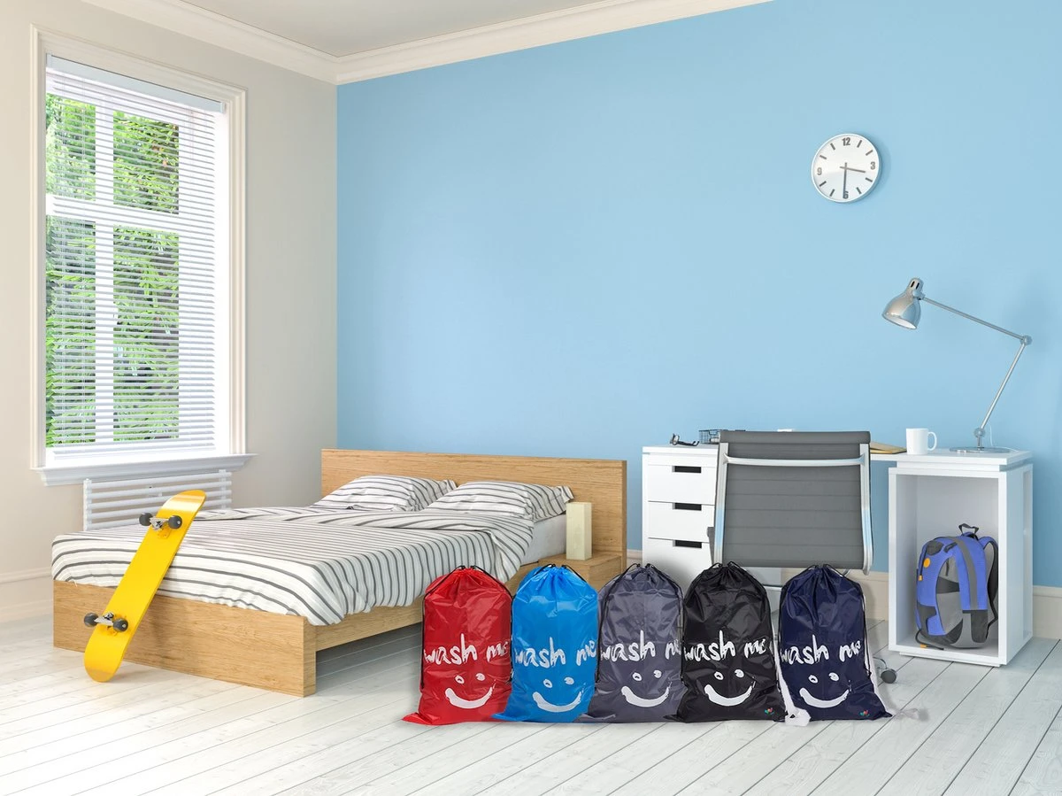 Wonair - Waszak Groot - 60x90cm - Zwart - Met Trekkoord En Draagband 10 Wonair - Waszak Groot - 60x90cm - Zwart - Met Trekkoord En Draagband - Afbeelding 8