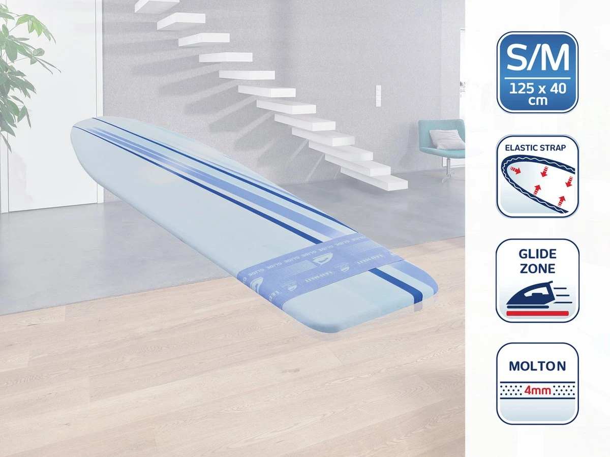 Leifheit Strijkplankovertrek Thermo Reflect Glide & Park S-M - Air Board - Blauw - Max. Tot 125 X 40 Cm 6 Leifheit Strijkplankovertrek Thermo Reflect Glide & Park S-M - Air Board - Blauw - Max. Tot 125 X 40 Cm - Afbeelding 4