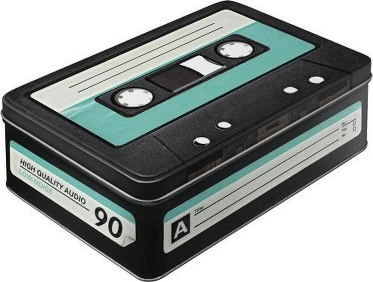 Merkloos Retro Cassette Bewaarblik 23 Cm 3 Merkloos Retro Cassette Bewaarblik 23 Cm
