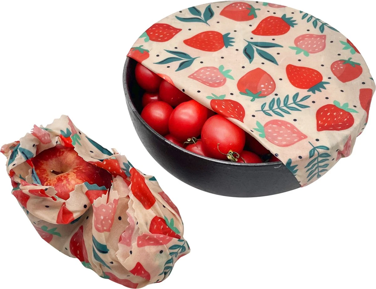 Bijenwas Wraps (Bijenwas Doek) - "rode Aardbei" Set Van 3 - 1S, 1M, 1L - Beeswax Wraps - Herbruikbaar Boterhamzakje - Bee Wrap - Beewax - Bijenwasdoek - Zero Waste - Duurzaam Cadeau 5 Bijenwas Wraps (Bijenwas Doek) - "rode Aardbei" Set Van 3 - 1S, 1M, 1L - Beeswax Wraps - Herbruikbaar Boterhamzakje - Bee Wrap - Beewax - Bijenwasdoek - Zero Waste - Duurzaam Cadeau - Afbeelding 3