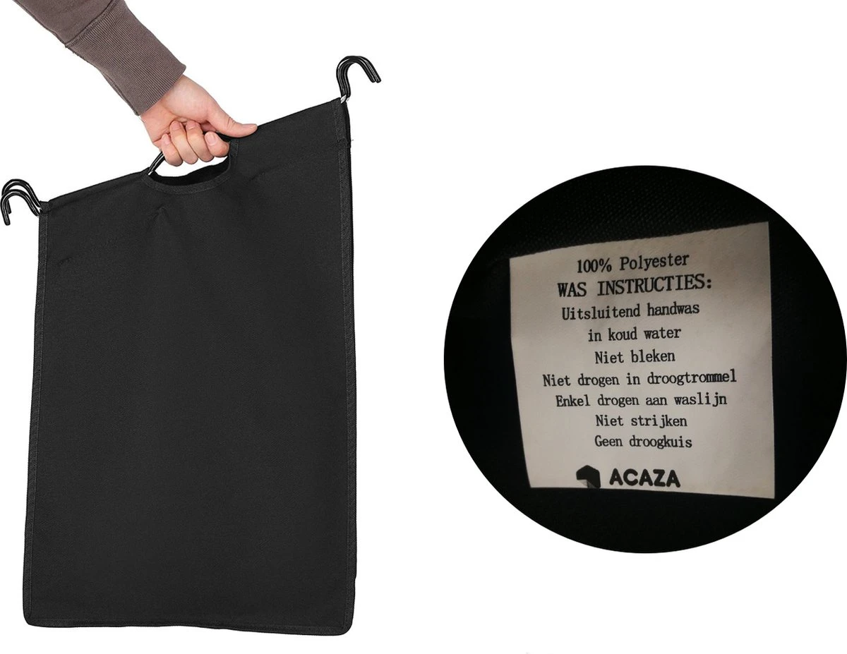 Acaza Stevige Wassorteerder - Wasmand Op Wieltjes Met 4 Uitneembare Vakken - 140L - Zwart 8 Acaza Stevige Wassorteerder - Wasmand Op Wieltjes Met 4 Uitneembare Vakken - 140L - Zwart - Afbeelding 7