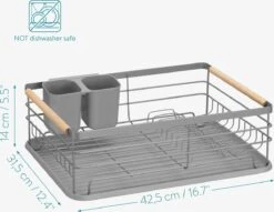Navaris Afdruiprek Met Uitneembare Bestekhouder - Afwasrek Met Losse Lekbak - Vaatwasrek Met Plateau - Voor Bestek, Borden, Schalen En Pannen -Huishoudelijke Artikelen Winkel 1200x930